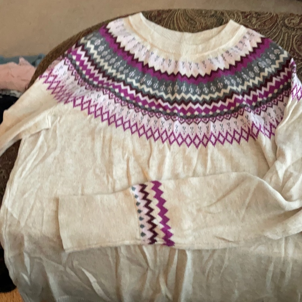 Purple and creme sweater